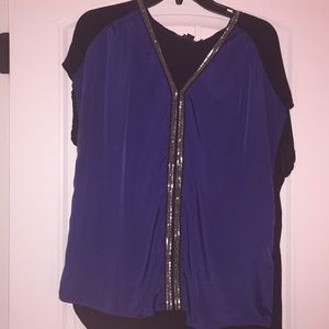Black and Navy Sequined Top
